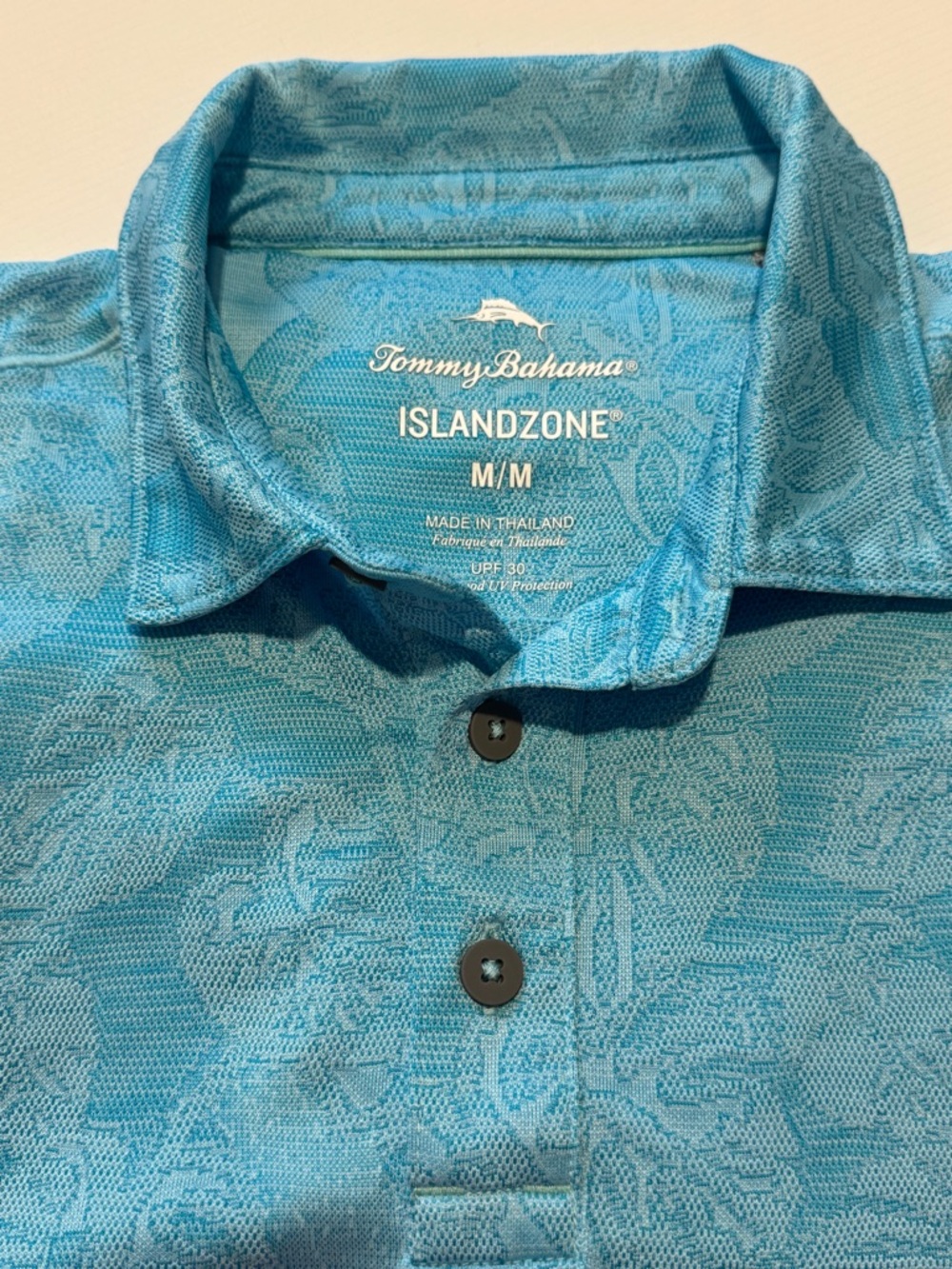 Tommy Bahama Teal Palm-Leaf Jacquard UV protection Polo